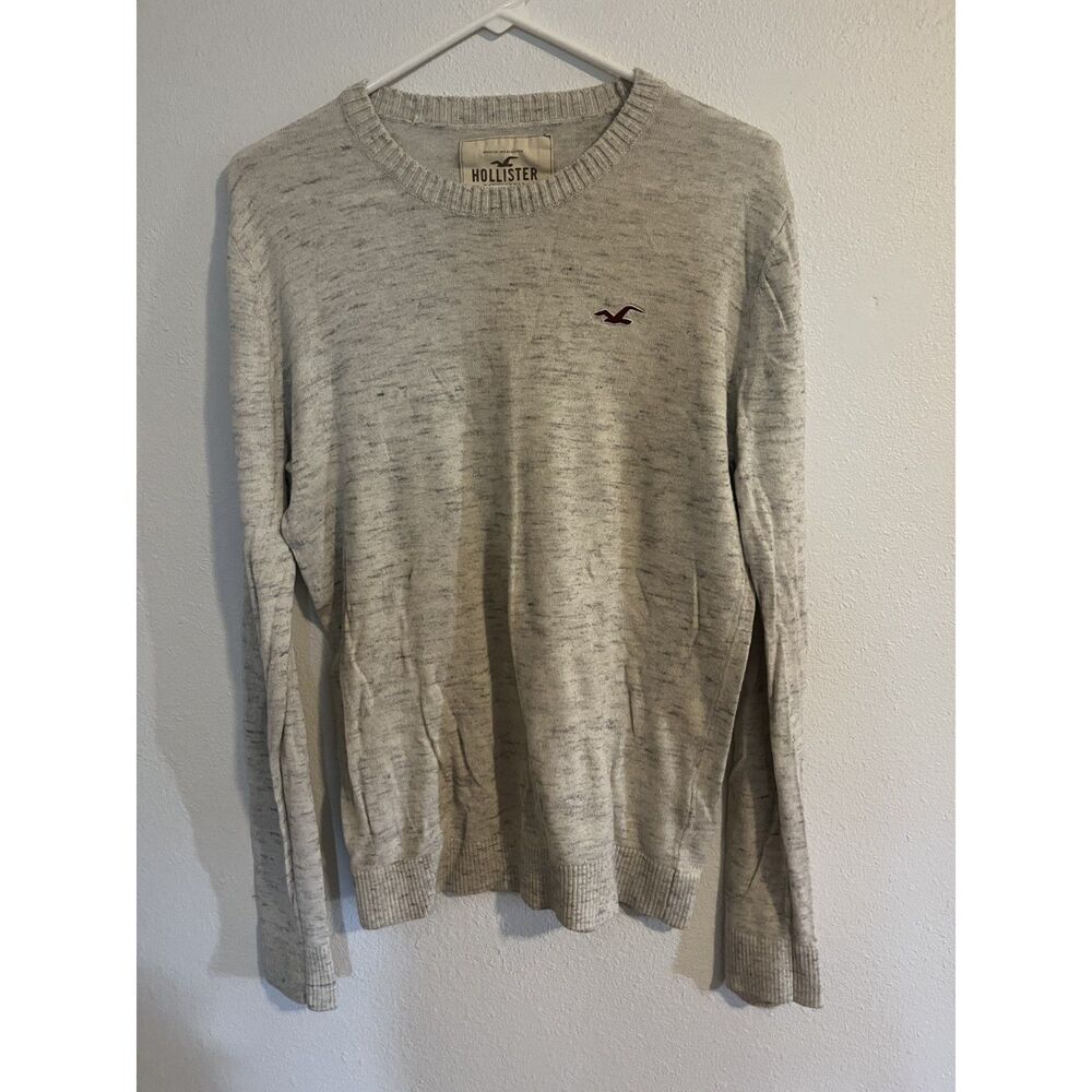 Hollister Heathered Cream Crewneck Sweater | Mens Medium